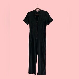 Distressed denim lookalike, linen black jumpsuit! Looks much better in real!